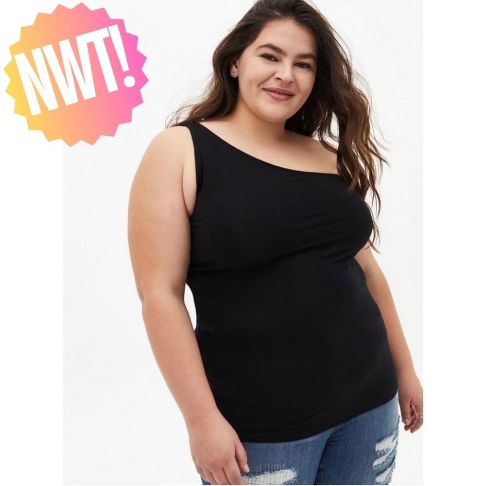 D026 Torrid Foxy One Shoulder Top - Deep Black